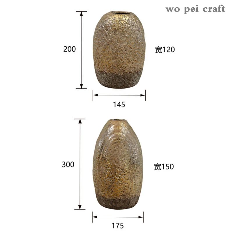 

Golden Ceramics Vases for Flowers Creative Simulation Stone Floral Flower Arrangement Porcelain Home Decoration Accessories
