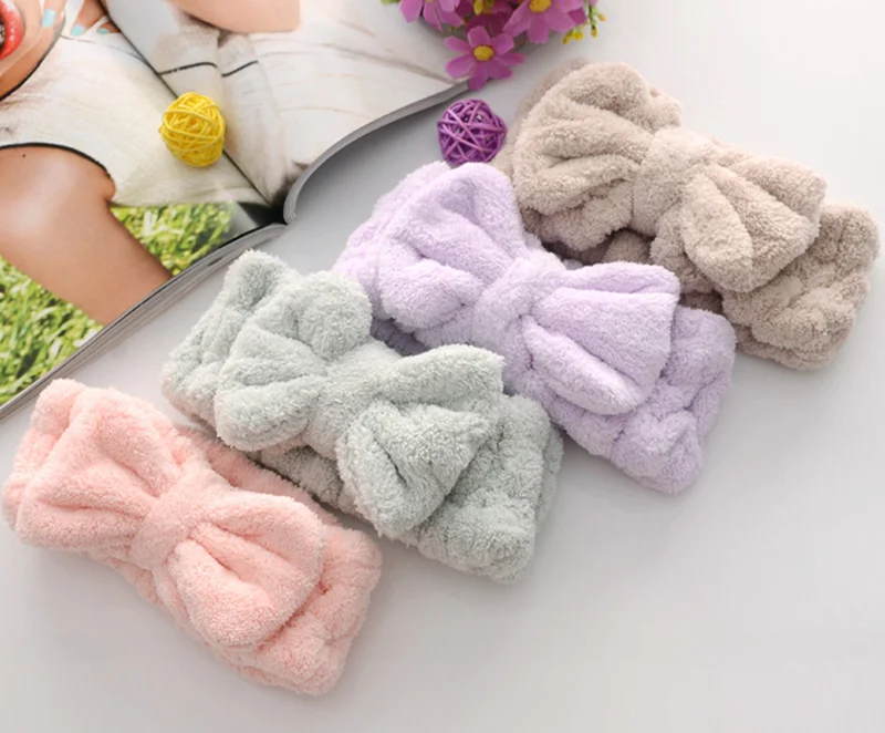 1 шт. фланелевая Косметическая повязка на голову с мягким бантом эластичная лента