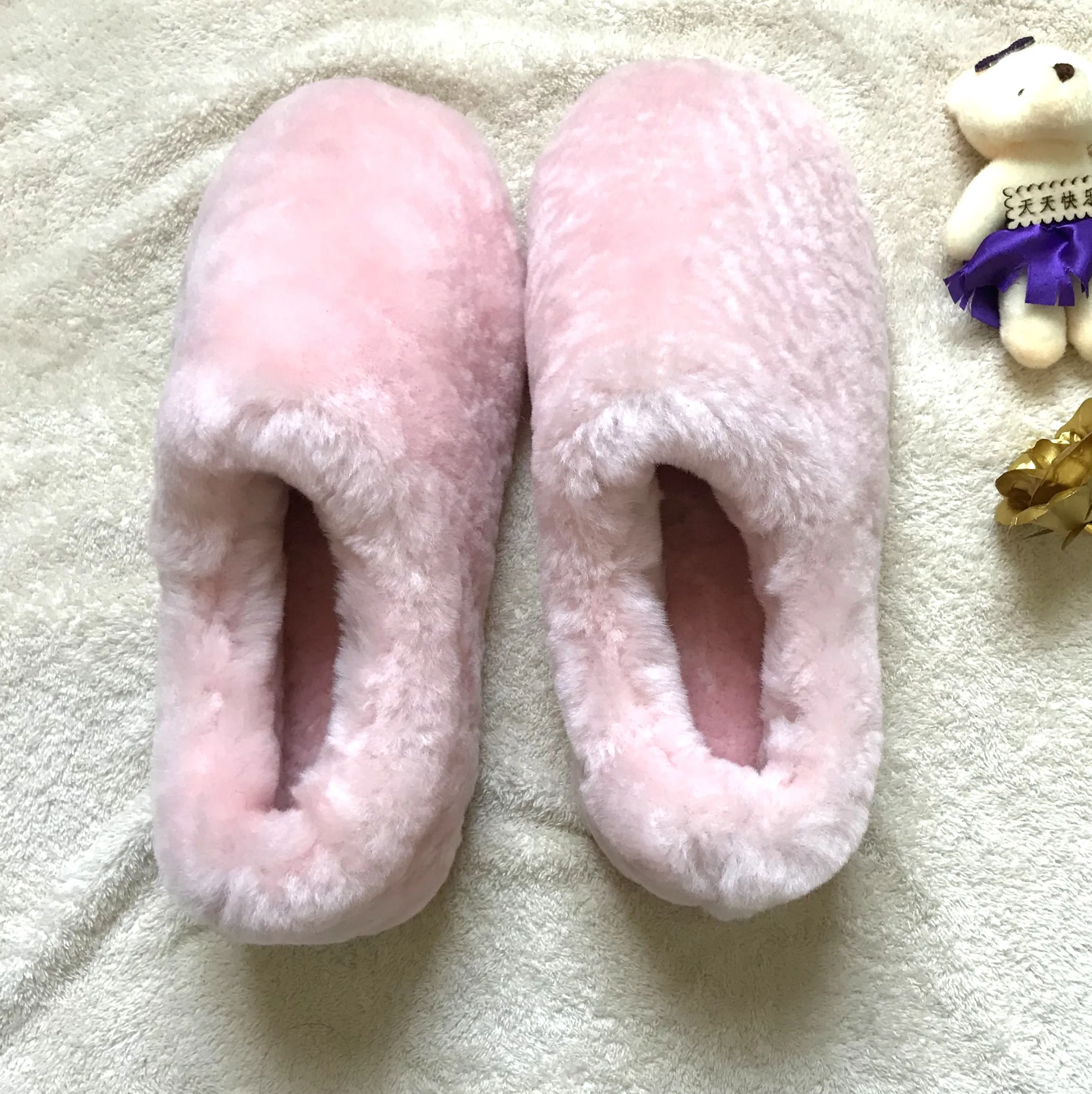 Вьетнамки Меховые шлепанцы Модная обувь на плоской подошве Женская теплая