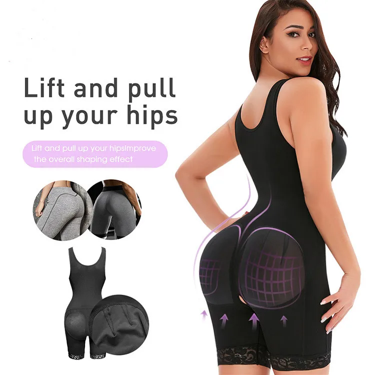 

Women Post Liposuction Girdle Bodysuit Vest Waist Reductoras Shapewear Full Body Shaper Bodysuit Sexy Fashion Black Skin Firm