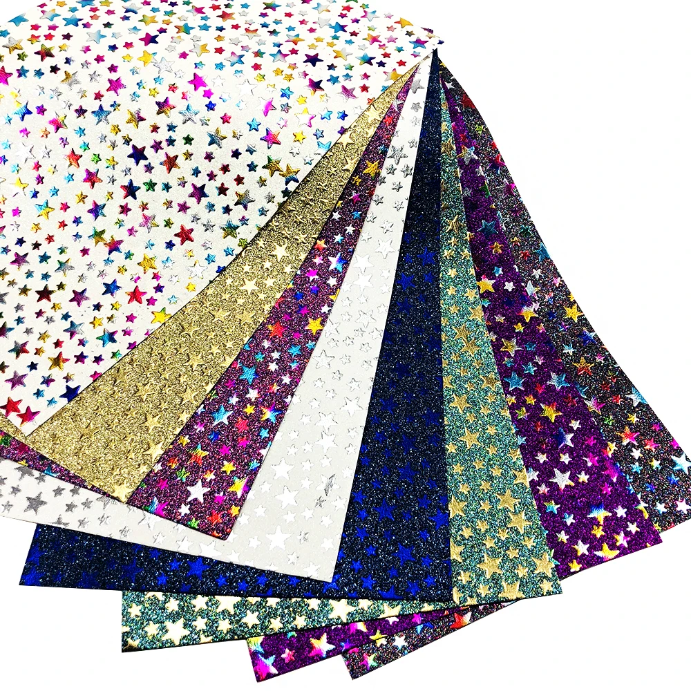 Новый 20*33 см блестящая золотая звезда ткань из синтетической кожи с пайетками в