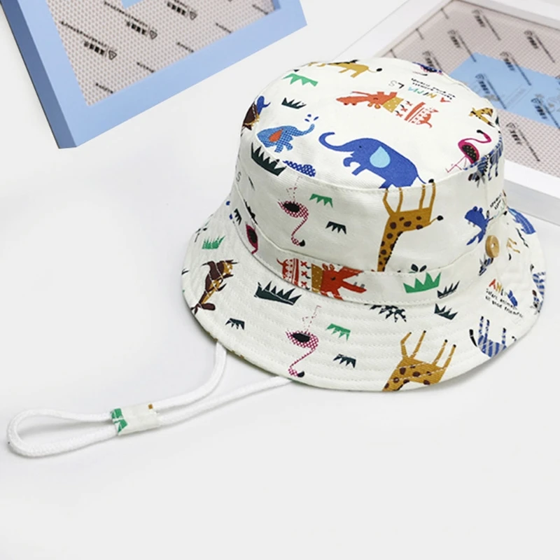 

Baby Toddler Kids Bucket Reversible Bucket Sun Hat Protection Animal Print Cute New Dropship