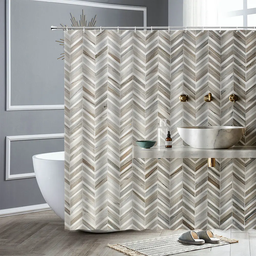 

Personalized Marble Striped Shower Curtains Printing Home Wall Decor Bath Screen Waterproof Fabric Bathroom Curtain With Hooks
