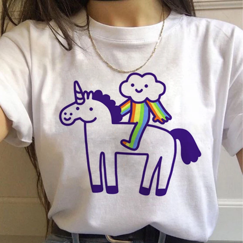 Футболка женская Радужная в стиле Харадзюку милая рубашка Корейском 90 х годов