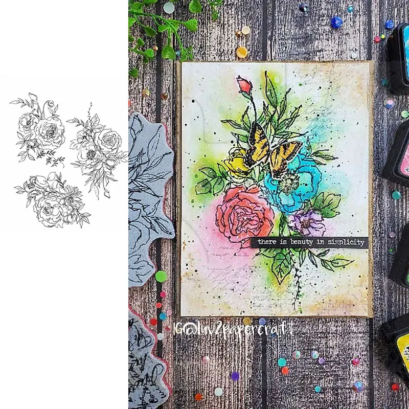 

2021 New Retro Plant Rose Flower Leaf Stamps And Dies Scrapbook Diary Decoration Stencil Embossing Template Diy Make Albums