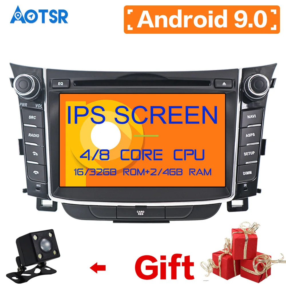 Android 9,0 4+ 64 ГБ Автомобильный dvd-плеер для hyundai I30 Elantra GT 2012 2013 автомобильный Радио gps Навигация стерео Мультимедиа