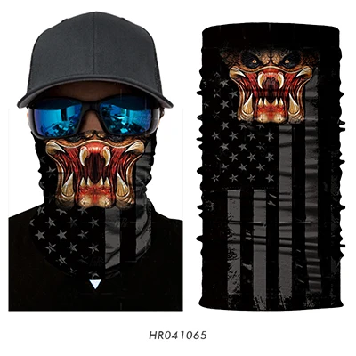 065 3D Skull Seamless Magic Neck Gaiter Skeleton Face Mask Shield Running Cycling Fishing Bike Bandana Headband Tube Scarf Men Women - Цвет: 065