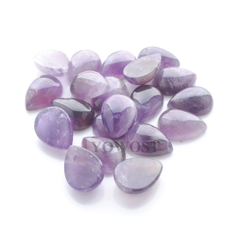 YOWOST Free Shipping Natural Amethysts Gem Stone Teardrop Cabochon CAB No Hole Jewelry 13x18x6MM 20pcs/lot QU3216 | Украшения и