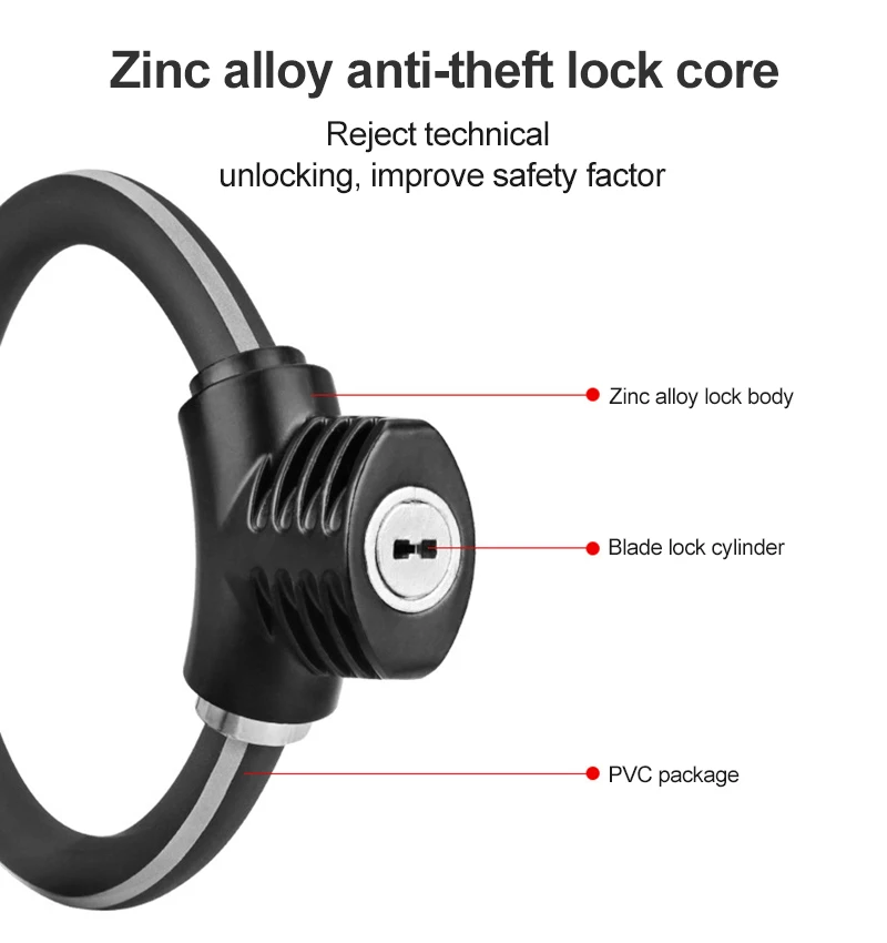 

universal Bicycle ring lock anti-theft lock bicycle portable mini safety lock Racket lock bold cable lock