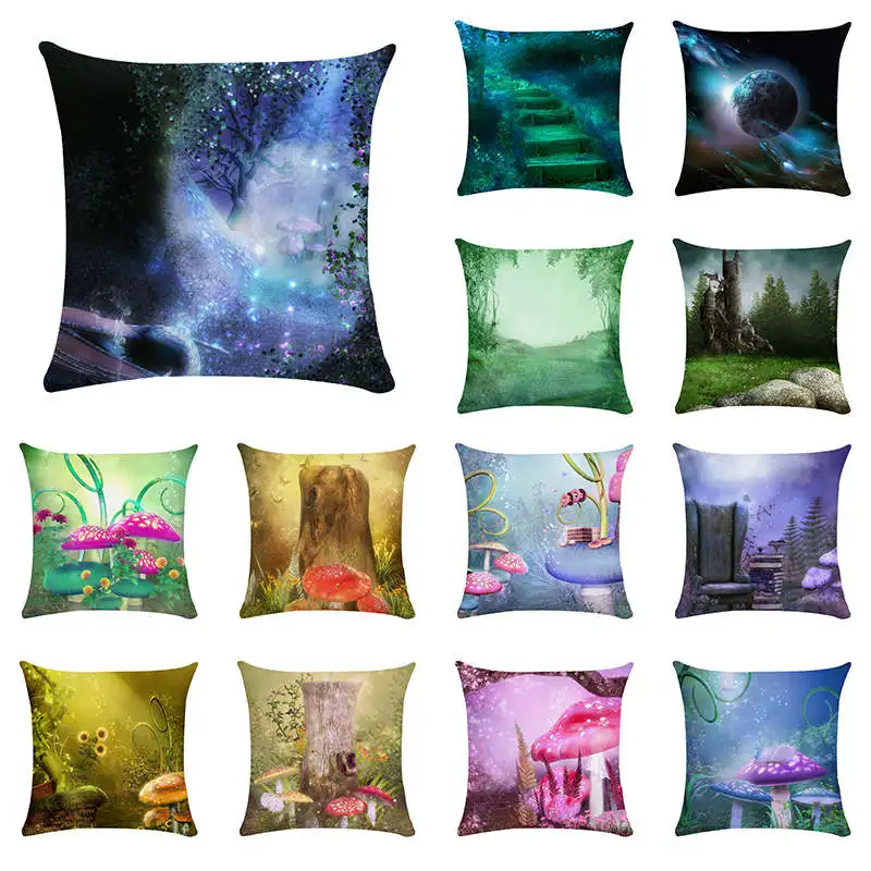 

45x45cm Magic Mushroom Cushion Cover Forest Decorative Throw Pillowcase Polyester Pillow Cover For Home Dec TP109