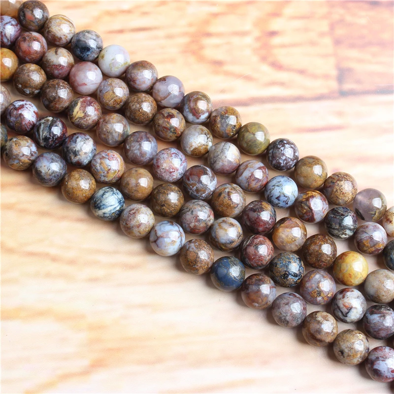 

6 8 10 12mm Natural Stone Beads Matte Lava Natural Bi de Stone Loose Stone Round Beads For DIY Jewelry Bracelet Necklace Make