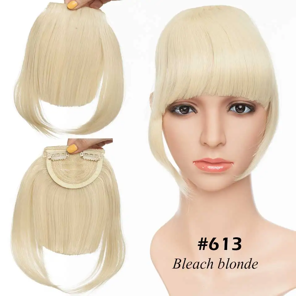 bleach blonde S-noilite, 2 зажима, челка, бахрома, синтетический шиньон, бахрома, волосы для наращивания, черный, коричневый, блонд, шиньон для женщин - Цвет: bleach blonde
