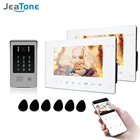 Jeatone беспроводной видеодомофон с Системы с дверной звонок для квартиры видео-телефон двери Система контроля доступа Системы Поддержка пароль разблокировки
