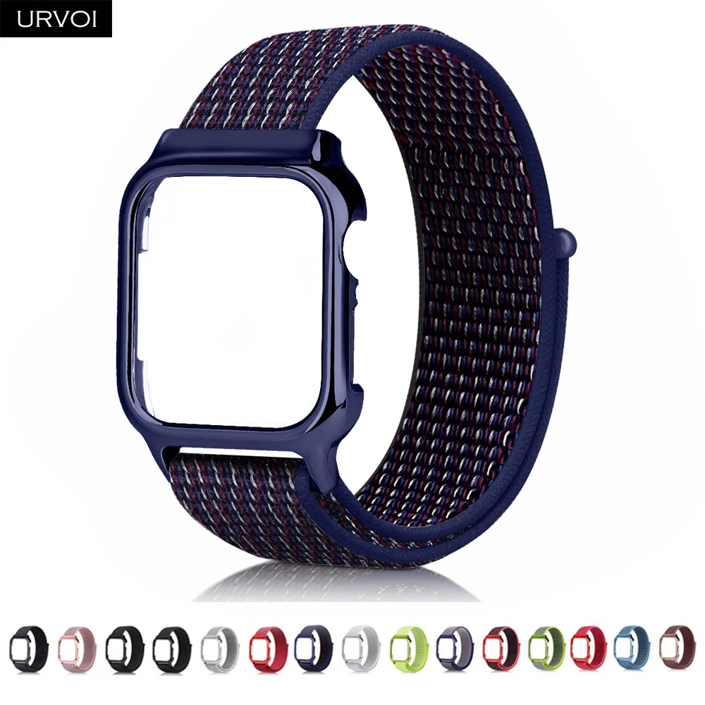 URVOI Спортивная петля для ремешка Apple Watch 4 + чехол 40 44 мм рефлективная полоса iWatch с покрытием из плетеного нейлона, дышащая.