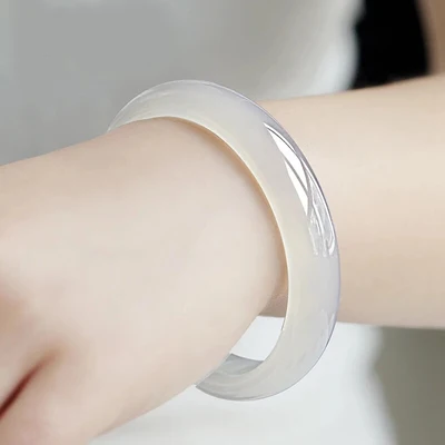 

Zheru jewelry natural agate chalcedony white ice 54-64mm bracelet elegant princess jewelry, best gift for mother and girlfriend