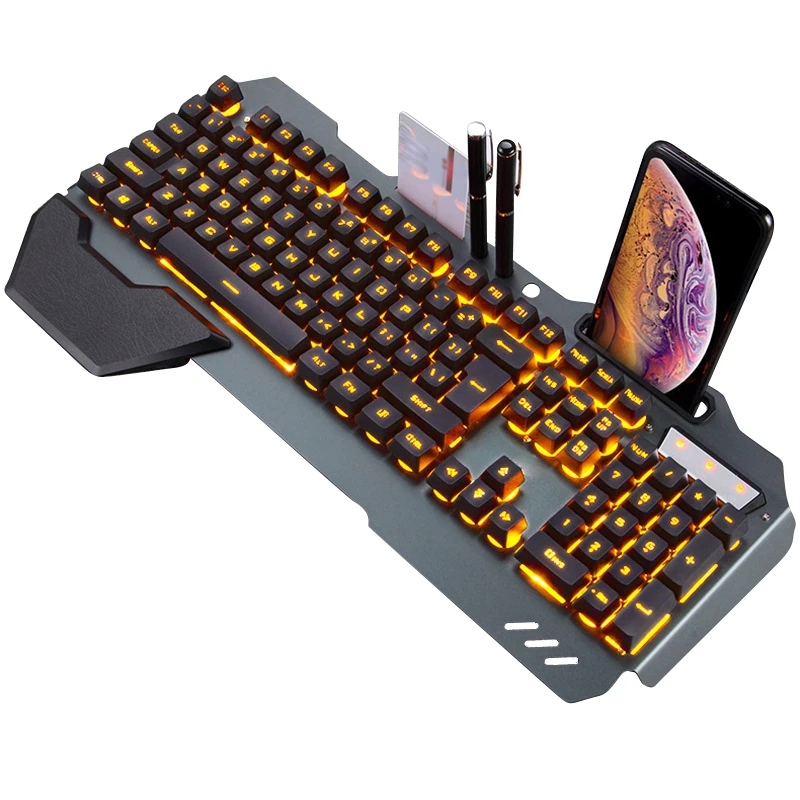 Механическая игровая клавиатура с RGB подсветкой держатель для телефона Проводная эргономичная клавиатура геймера клавиатура для планшета Настольный для PUBG