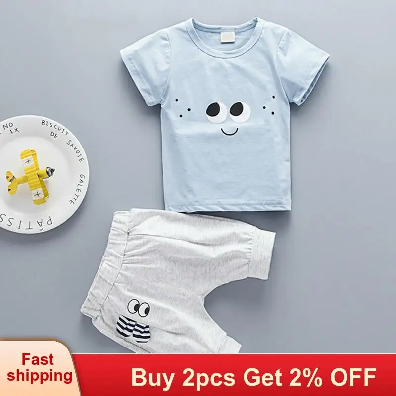 Mayfair Cabin Summer 2020 Boys Clothes Toddler Boy Set Eyes Print T-shirts Children Clothing+ Pants Fashion Kids | Детская одежда и