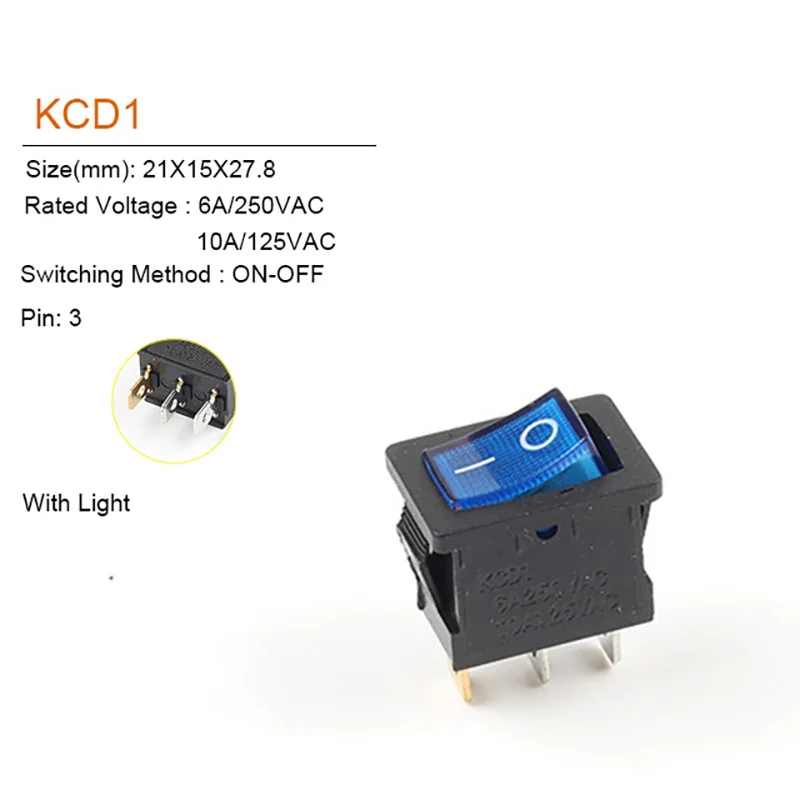 5/10 sztuk 3Pin 21X15mm przełącznik kołyskowy 6A/250VAC 10A/125VAC sprzęt elektryczny czerwony zielony niebieski czarny z włącznikami zasilania