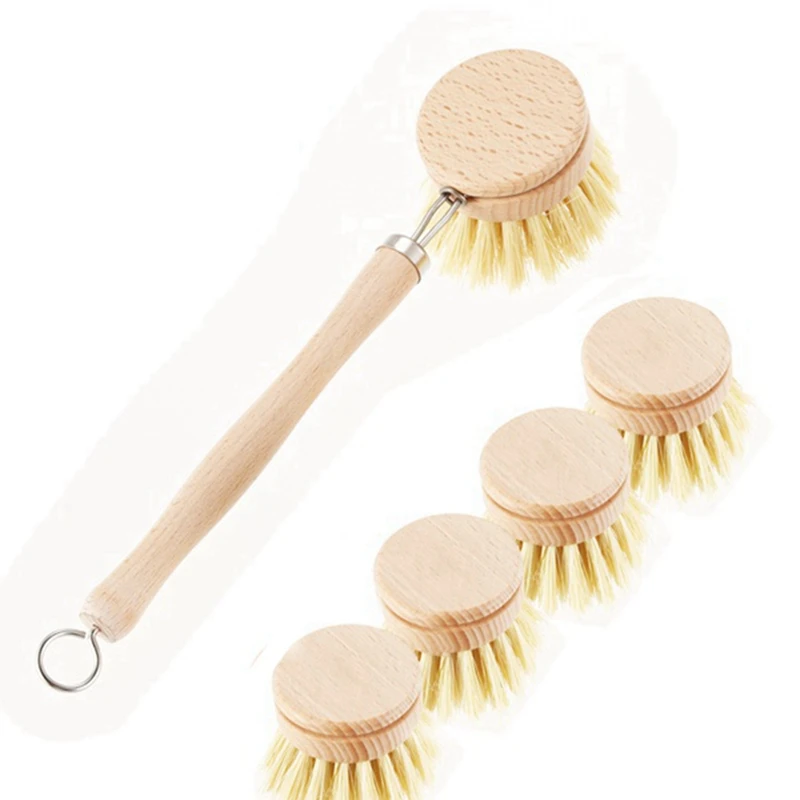 Бамбуковая щетка для посуды с деревянной ручкой длинная ручка скруббер шпателем