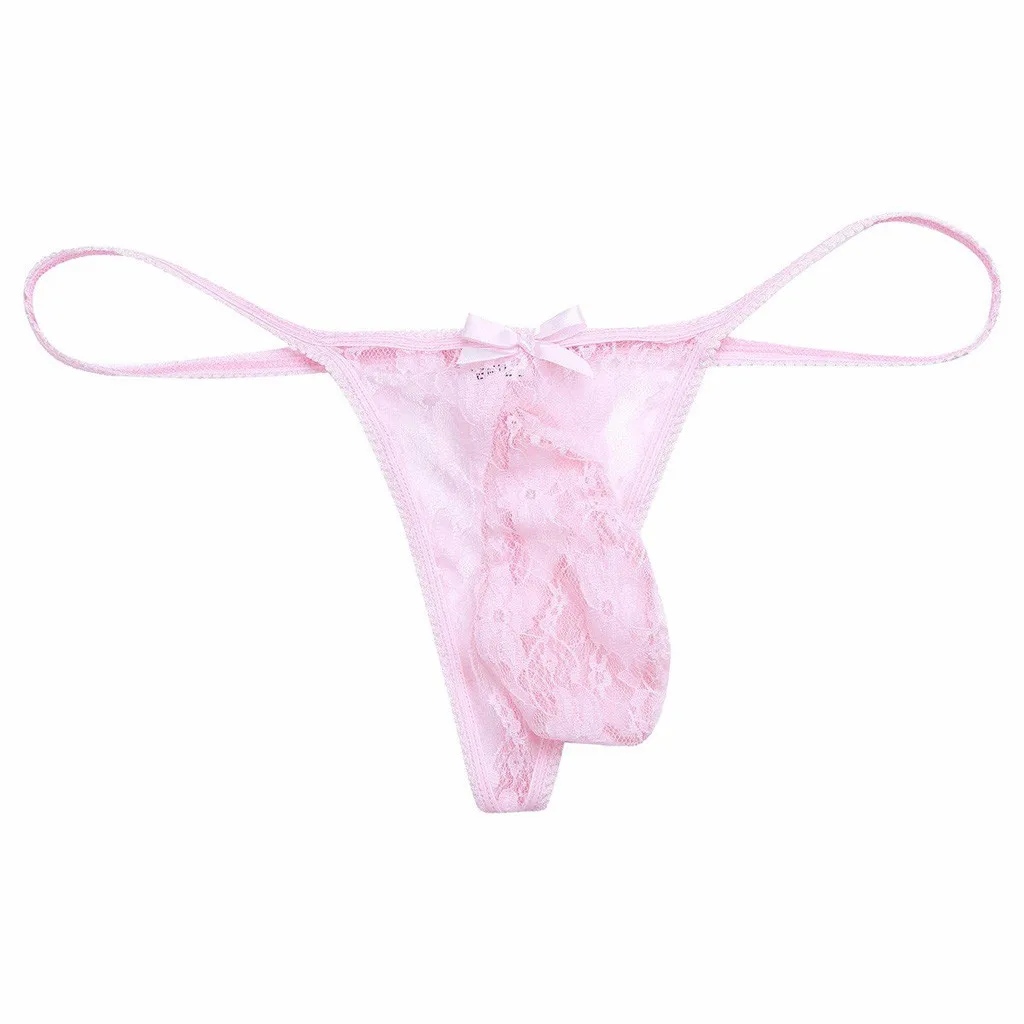 Трусы стринги мужские с кружевным узором стильное нижнее белье Т образные шорты