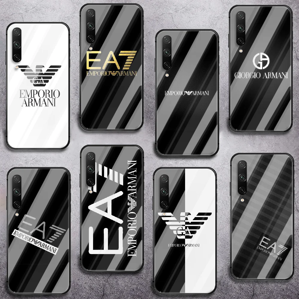 

Ltalian Luxury Brand Phone Tempered Glass Case Cover For huawei honor 7 8 9 10 20 A X S lite i pro Tpu Cover