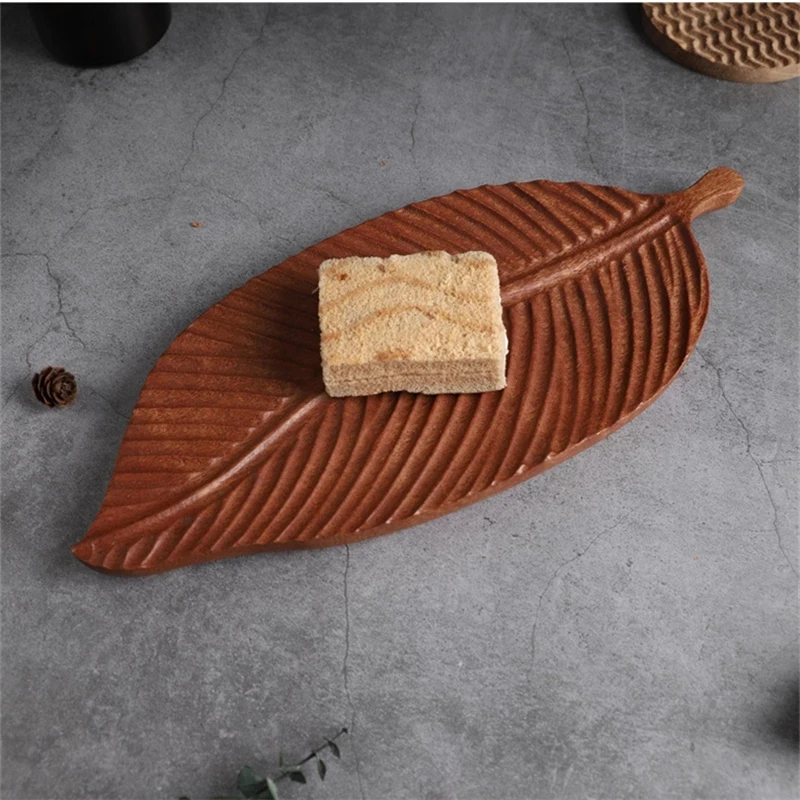 

Фруктовые чайные подносы в форме листа, искусственная деревянная тарелка для хлеба, подносы для хранения посуды