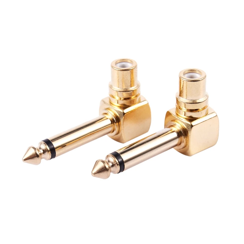 2 шт. в комплекте RCA Женский Джек 1/4 дюймов моно-штекер под прямым углом аудио