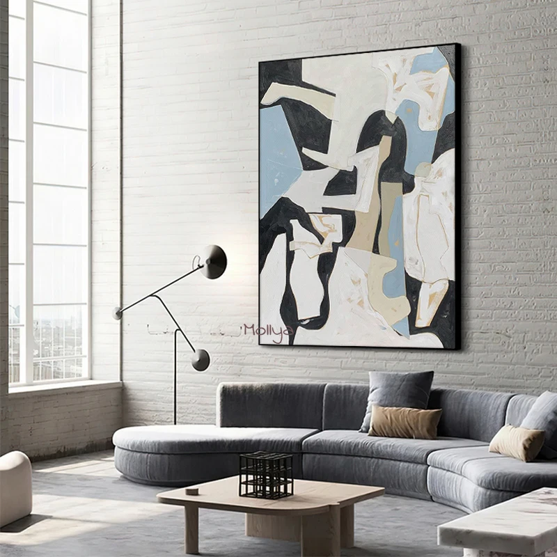 

Чистая ручная роспись маслом абстрактная подсветка крыльца однотонная Геометрическая современная и сдержанная гостиная роскошное украше...