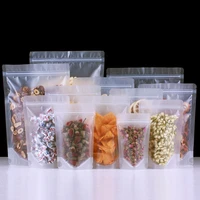 100pcs matte clear stand up food grade plastic bags dried fruit coffee nut candy long term preservation upright bag