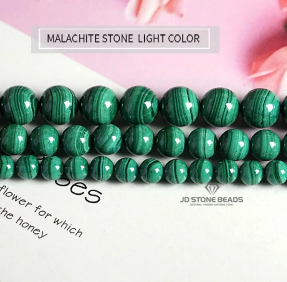 Natural Malachite Beads Dark Green Color 4 6 8 10mm Pick Size Semi-precious stones Accessories For Jewelry Making - Цвет: light color