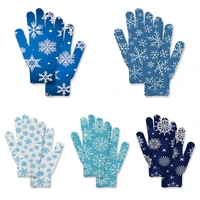 women winter snowflake pattern mittens men warm stretch knit imitation wool mittens snow sports full finger gloves guantes