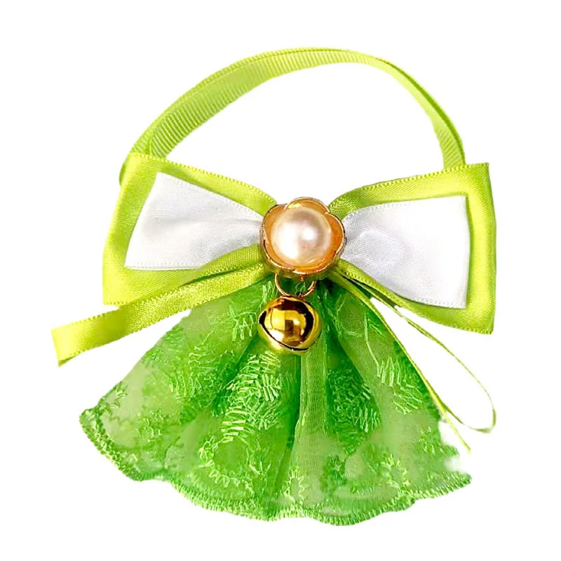 Элегантный кружевной воротник с бантом для кошек колокольчиком собак бандана