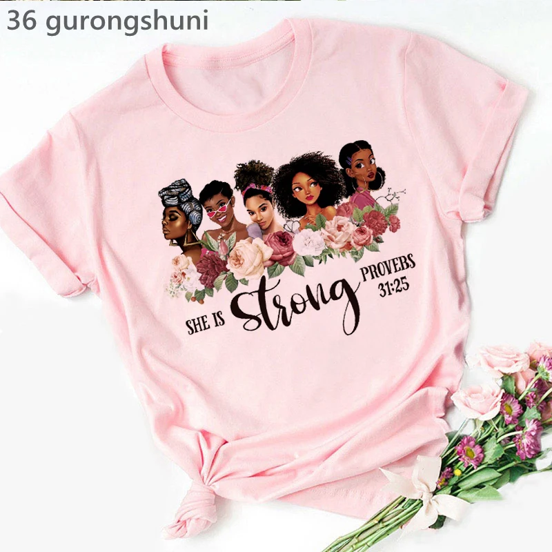 

Женская футболка с графическим принтом She Is Strong supplier, черная волшебная футболка для девушек, модные летние топы в стиле Харадзюку, 2022