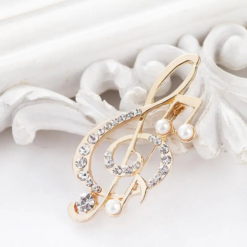 Брошь в форме музыкальной ноты для женщин Девушка платье аксессуары Золотая