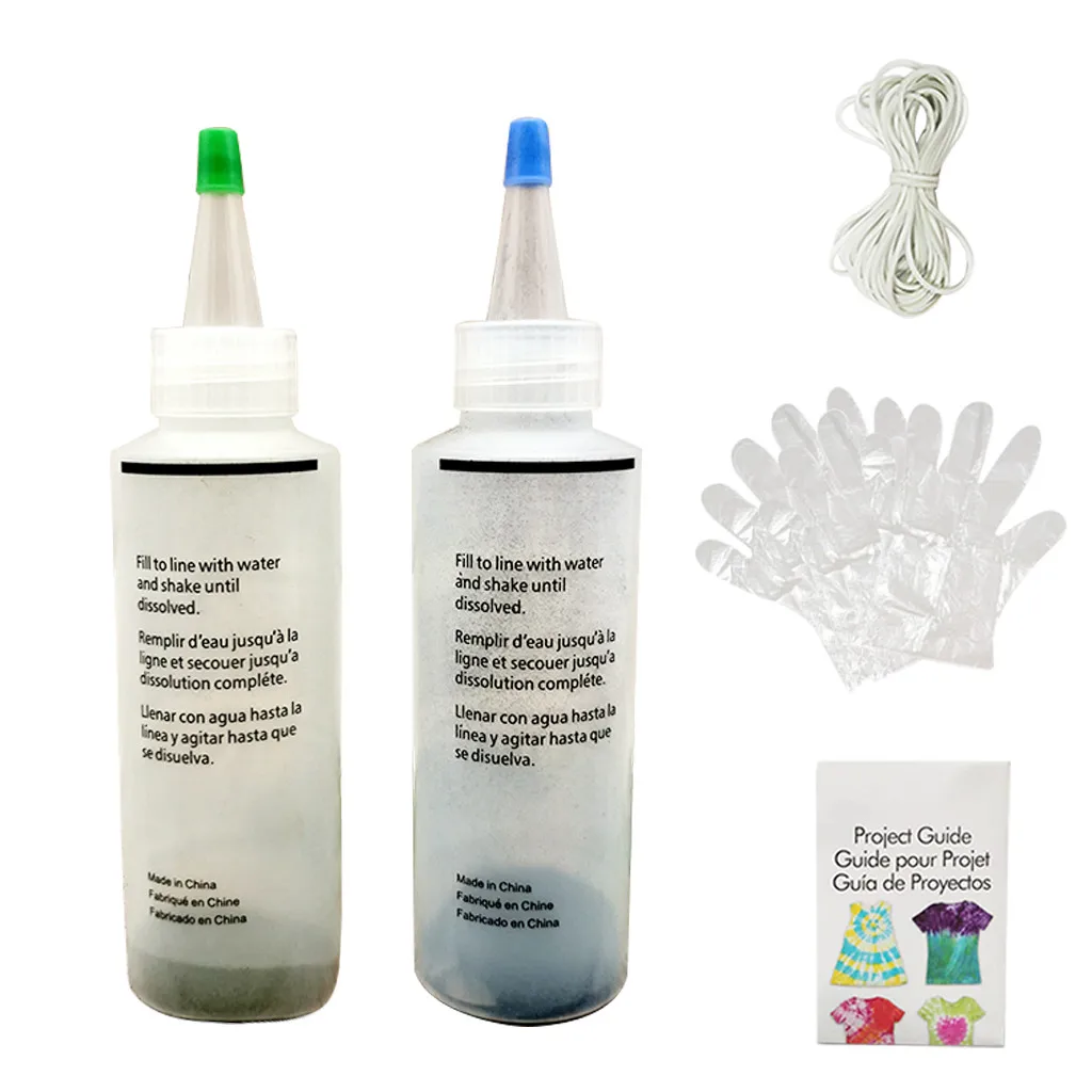 2 цвета Tie D ye DIY Kit рубашка ткань с резинками перчатки для всех людей Прямая
