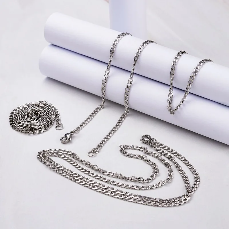 12 шт. в упаковке Нержавеющая сталь бордюрный Цепочки и ожерелья s с застежкой