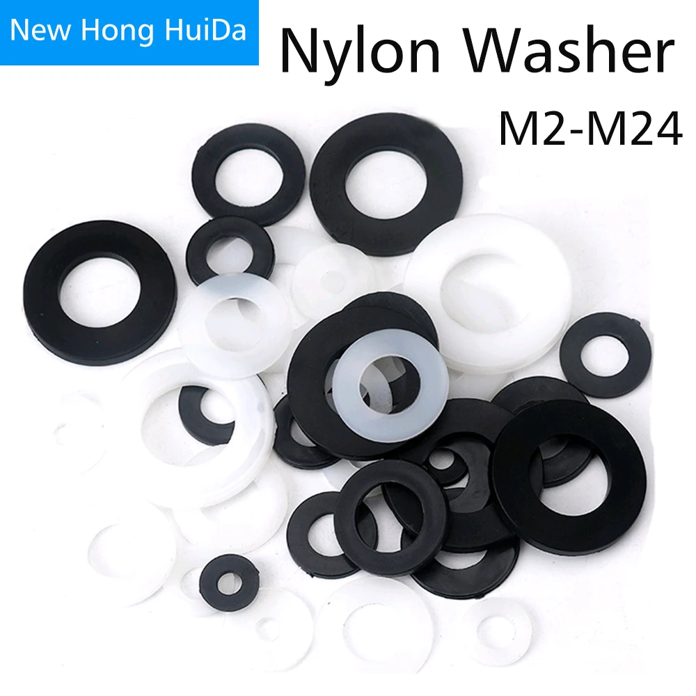 

Black White Nylon Flat Washer Plastic Insulation Shim Gasket Seal Ring Spacer M2M2.5M3 M4 M5 M6 M8 M10 M12 M14 M16 M18 M20M22M24