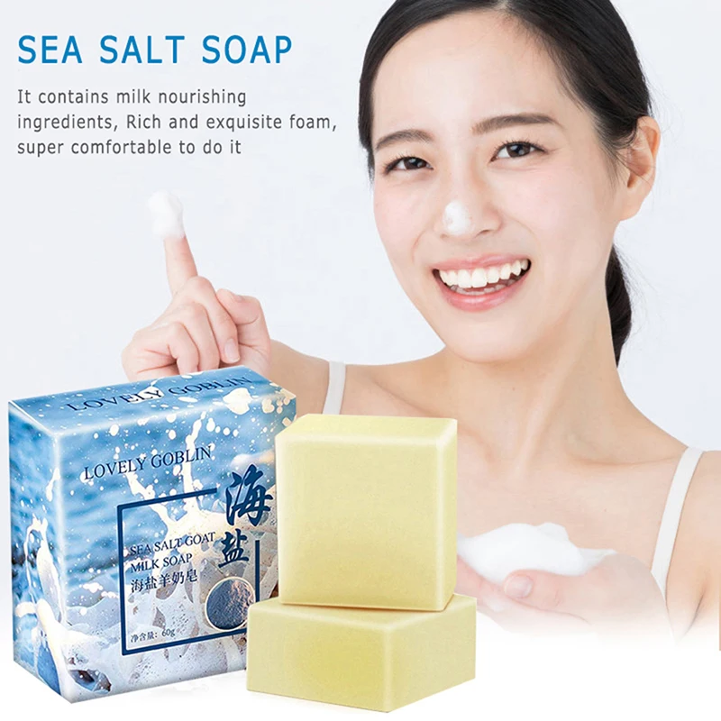 

Sea Salt Soap Facial Cleaner Pimple Acne Remover Opens Pores Goat Milk 60g