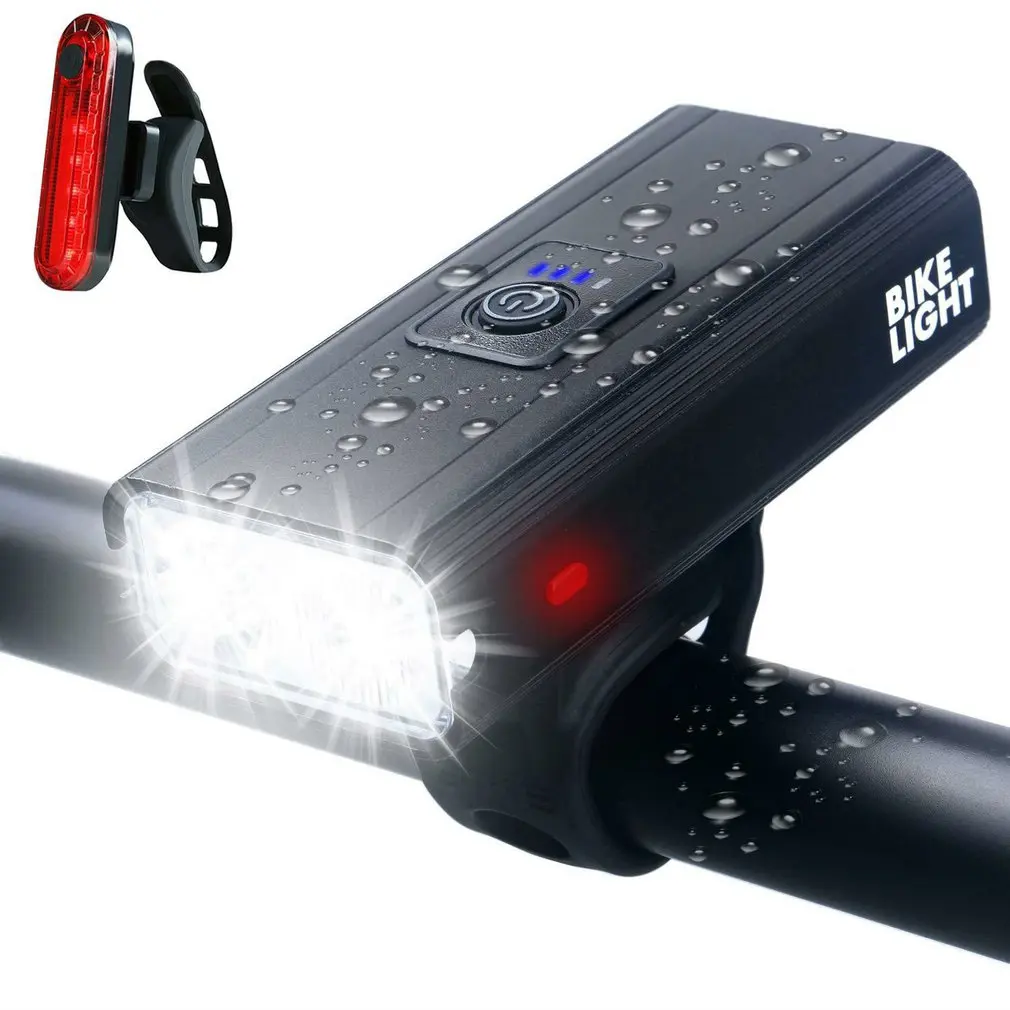 Bike Lights, USB Rechargeable Bike Light Set, IPX6 Waterproof Cycling Front Headlight and Back Taillight, 6 Light Modes