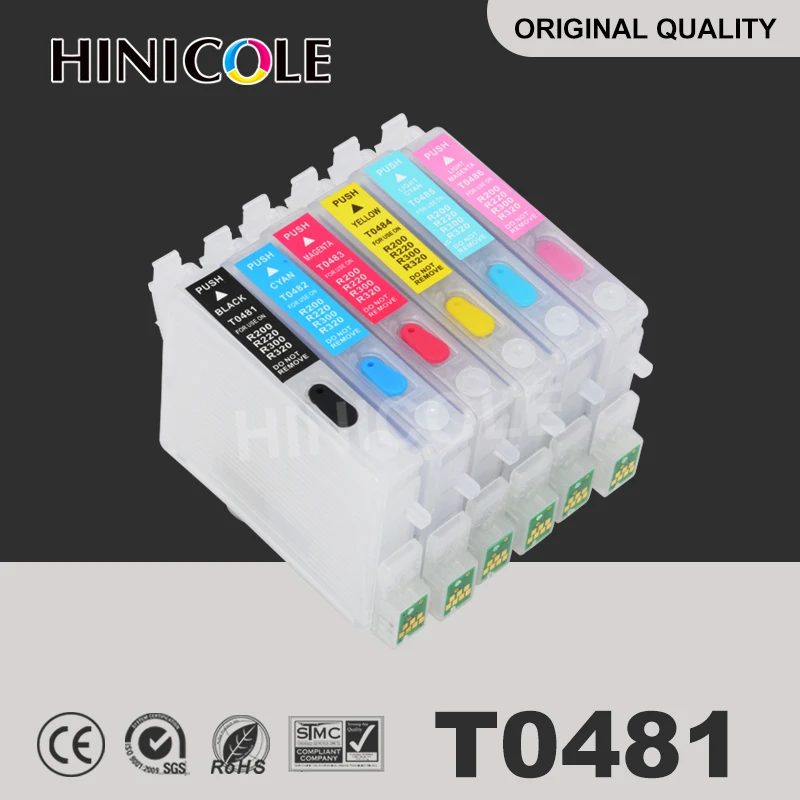 Чернильный картридж Hinicole T0481 T0482 T0483 T0484 T0485 T0486 для Epson Stylus Photo R200 R220 R300 R300M R320