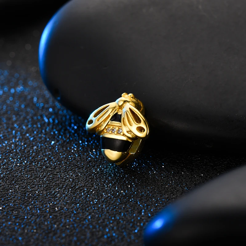 DEVOLOVE Мода 925 стерлингового серебра отражающие клип Подвески пчела цветок бусины