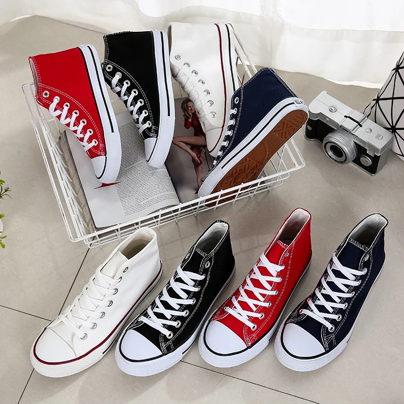 

Classic Men Canvas Shoes Fashion Solid Cheap Men Vulcanized Shoes Low High Upper Lace-up Casual Shoes Men Sneakers Male Footwear