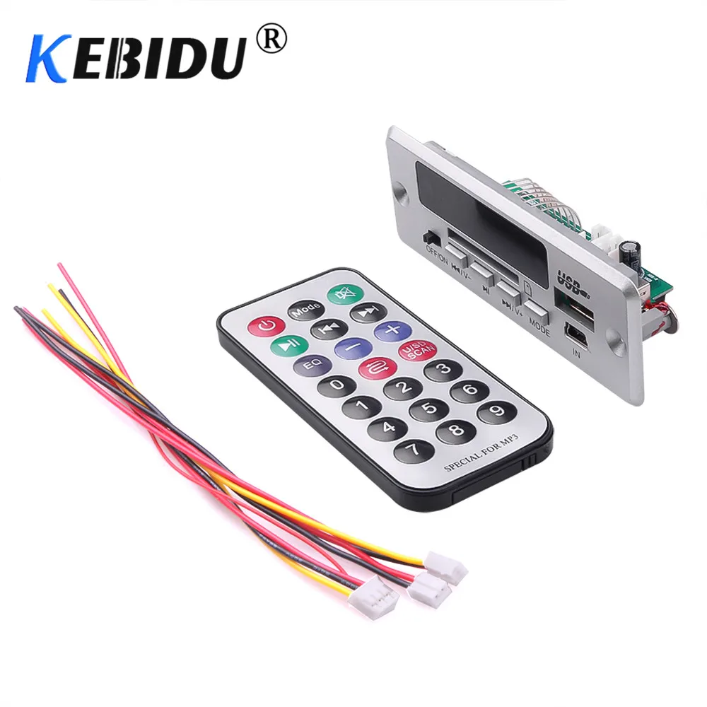 Kebidu беспроводной Bluetooth 12 в MP3 WMA декодер доска 5 в аудио модуль USB TF FM AUX радио для автомобиля аксессуары с пультом дистанционного управления