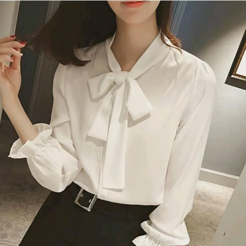 Женские рубашки модные шифоновые элегантные в Корейском стиле универсальная