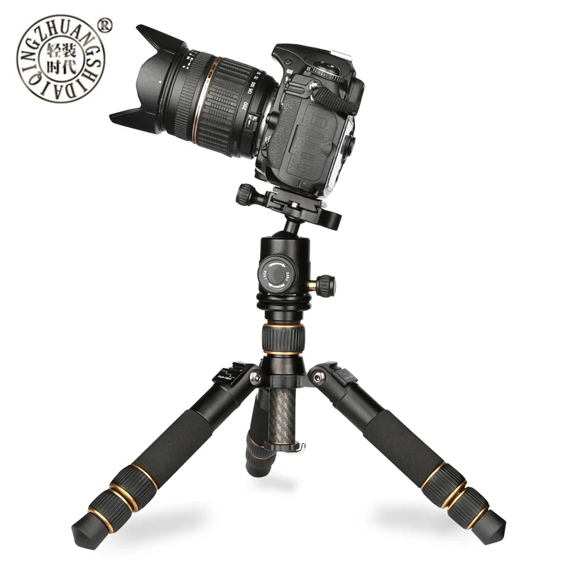 Складной мини-штатив QZSD Q166C из углеродного волокна, Настольный кронштейн для макросъемки, гибкий легкий штатив для зеркальной камеры