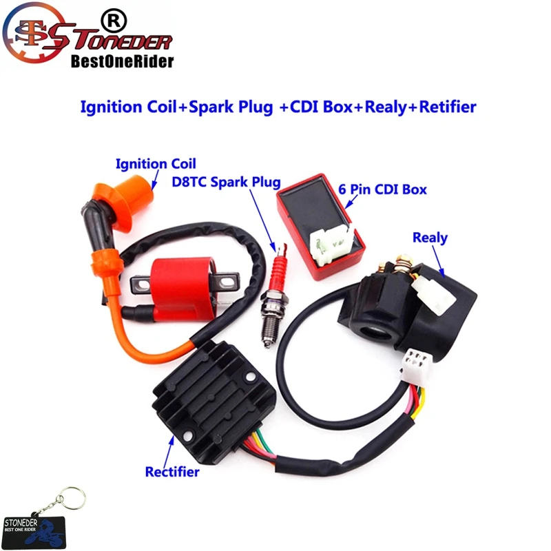 STONEDER катушка зажигания D8TC Свеча 6 Pin AC CDI Регулятор выпрямителя электромагнитное