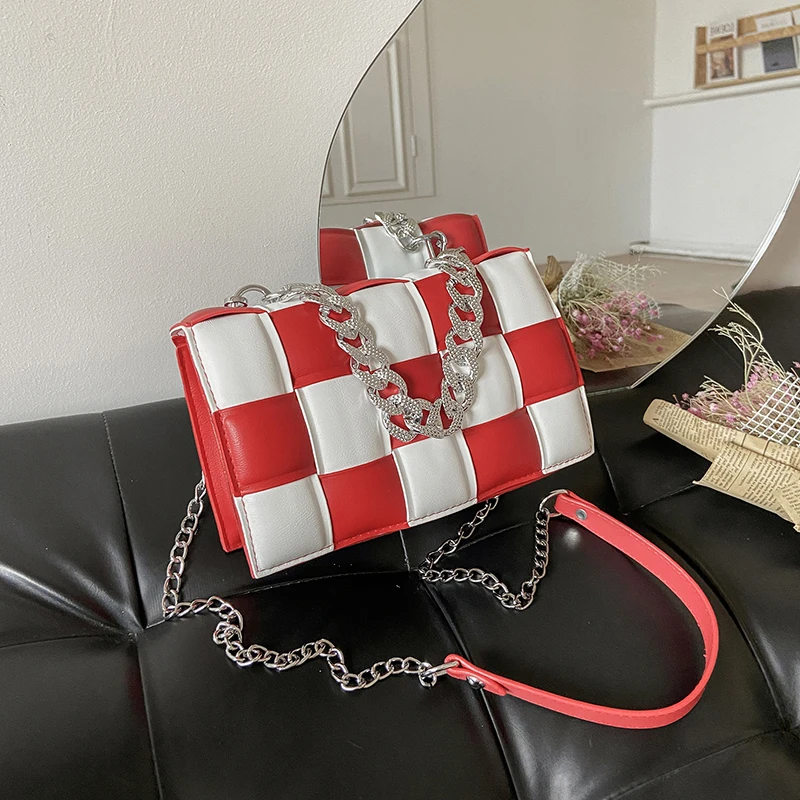 

Female Crossbody Bags INS Women Chain Brand Weave Messenger Bags Designer Luxury Quality Shoulder Crossbody Bags Ladies Handbag