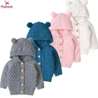 Свитер для маленьких мальчиков и девочек 0-24 мес., осенне-зимние вязаные топы с капюшоном для малышей, теплое пальто, верхняя одежда, куртка