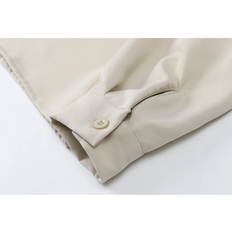 

Womens Fashion Blouse Korean Turtleneck Button Pullover Shirt Lady Pocket Long Sleeve Solid Elegant Loose Blusas Top Spring 2021
