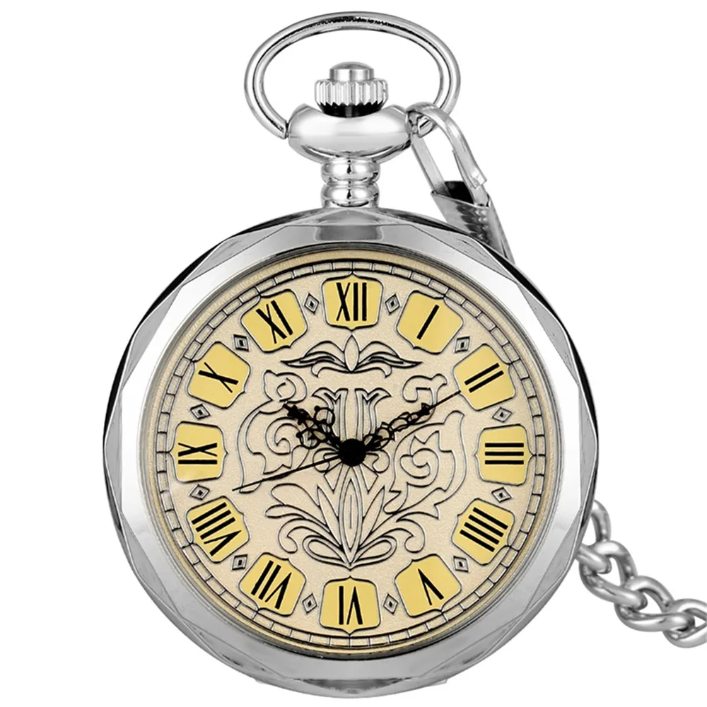 

Silver/Black Manual Mechanical Pocket Watch Exquisite Roman Numerals Round Dial Antique Pendant Hand Winding Timepiece Gift